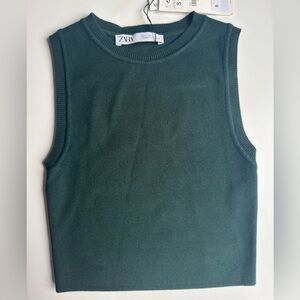 Zara Women's Dark Green Knit Tank Top